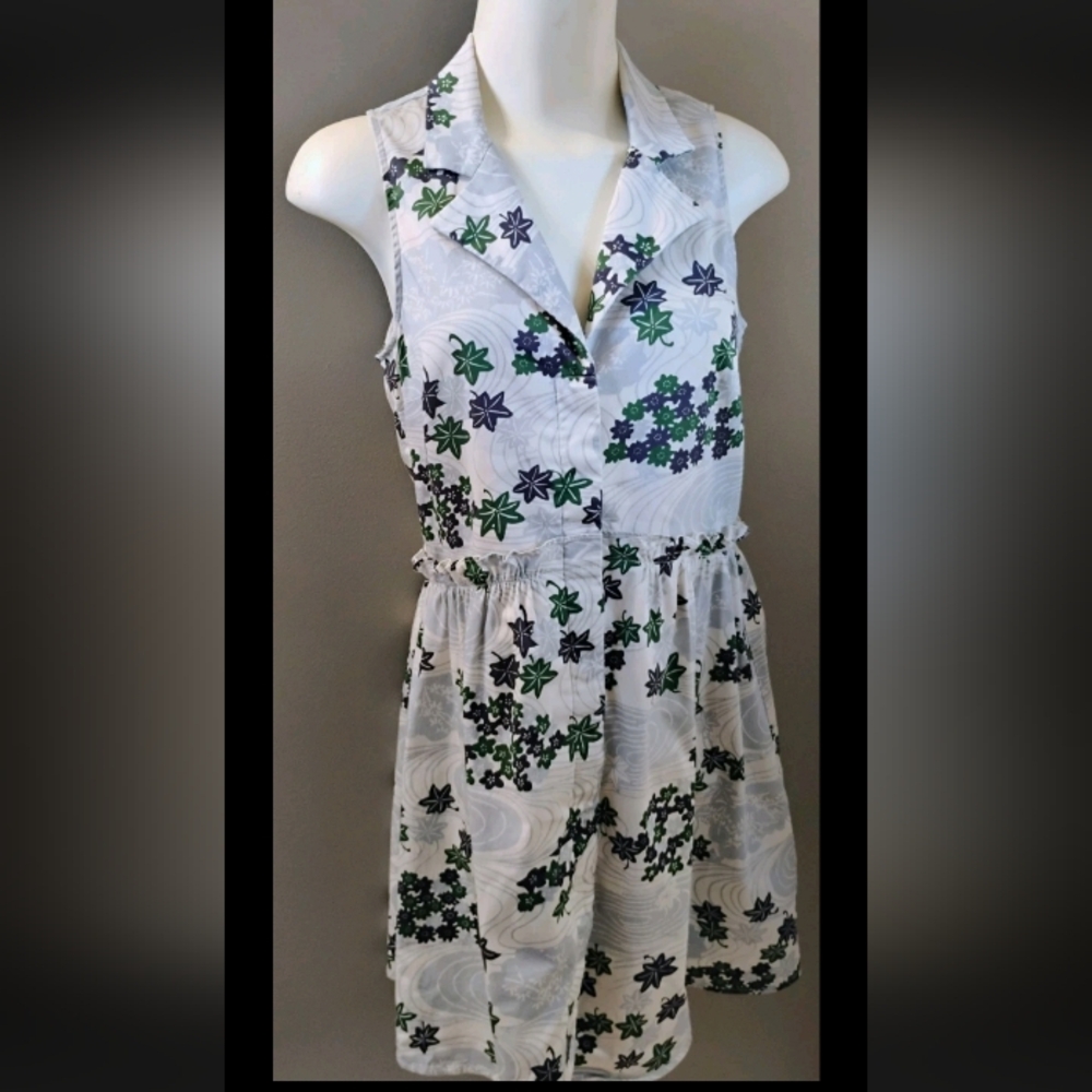 Tuckernuck  Sleeveless Royal Shirt Dress Provence Breeze Floral Size XS -flaw